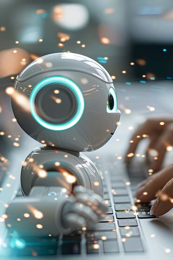 Eine Person, die über einen Chatbot mit einer künstlichen Intelligenz interagiert