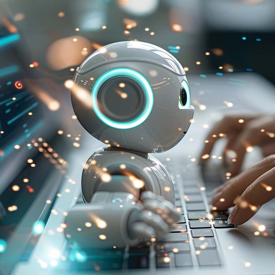 Eine Person, die über einen Chatbot mit einer künstlichen Intelligenz interagiert