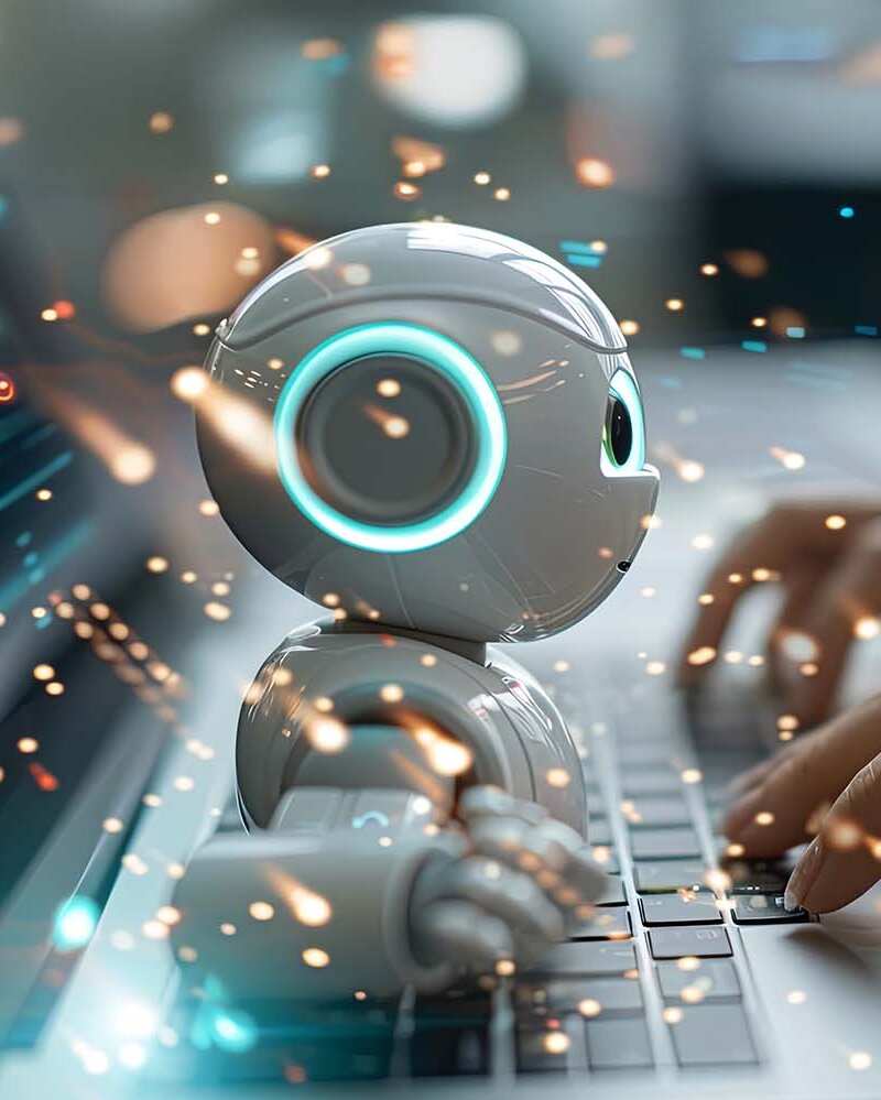 Eine Person, die über einen Chatbot mit einer künstlichen Intelligenz interagiert